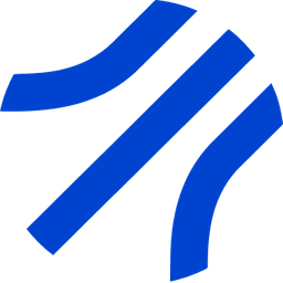 A black and blue logo of a wave
